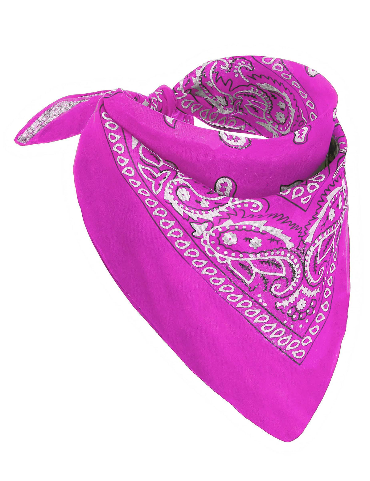 Bandană roz fluorescent pentru adult fuchsia cu motive paisley