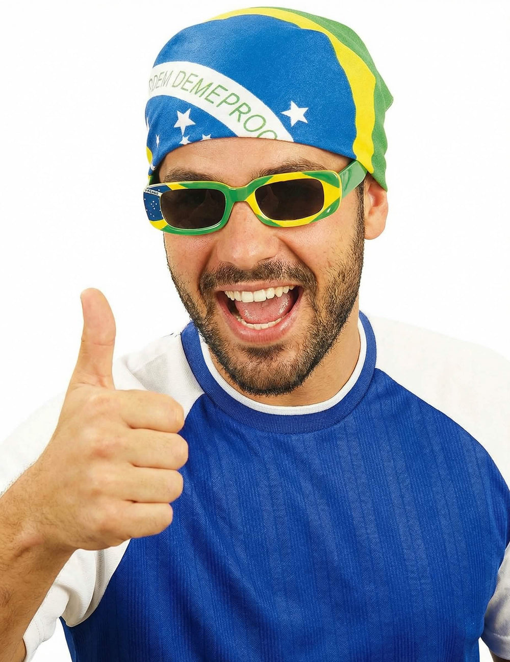 Bandana suporter Brazil pentru adult albastru verde și galben