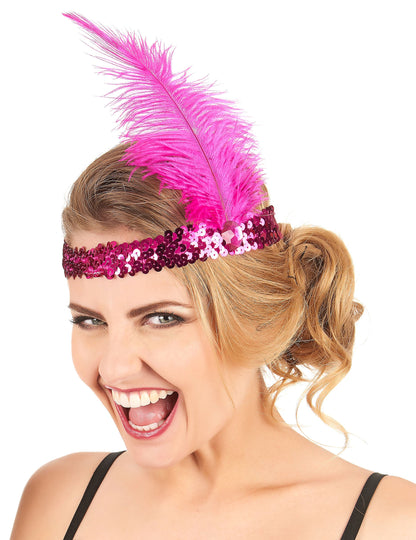 Charleston Banner cu paiete și Fuschia Pink Pene