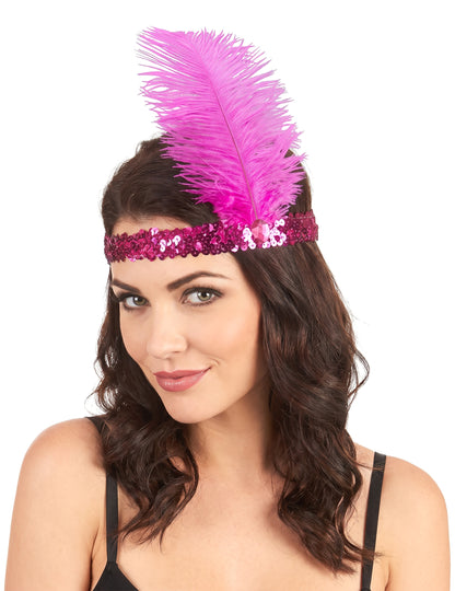 Charleston Banner cu paiete și Fuschia Pink Pene
