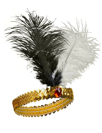 Banda de cap Charleston cu pene pentru adulți