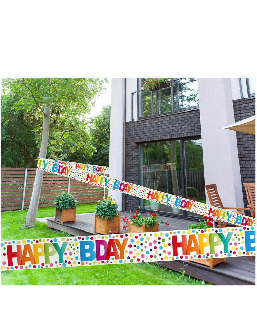 Banner Happy Birthday pentru petrecere cu puncte multicolore