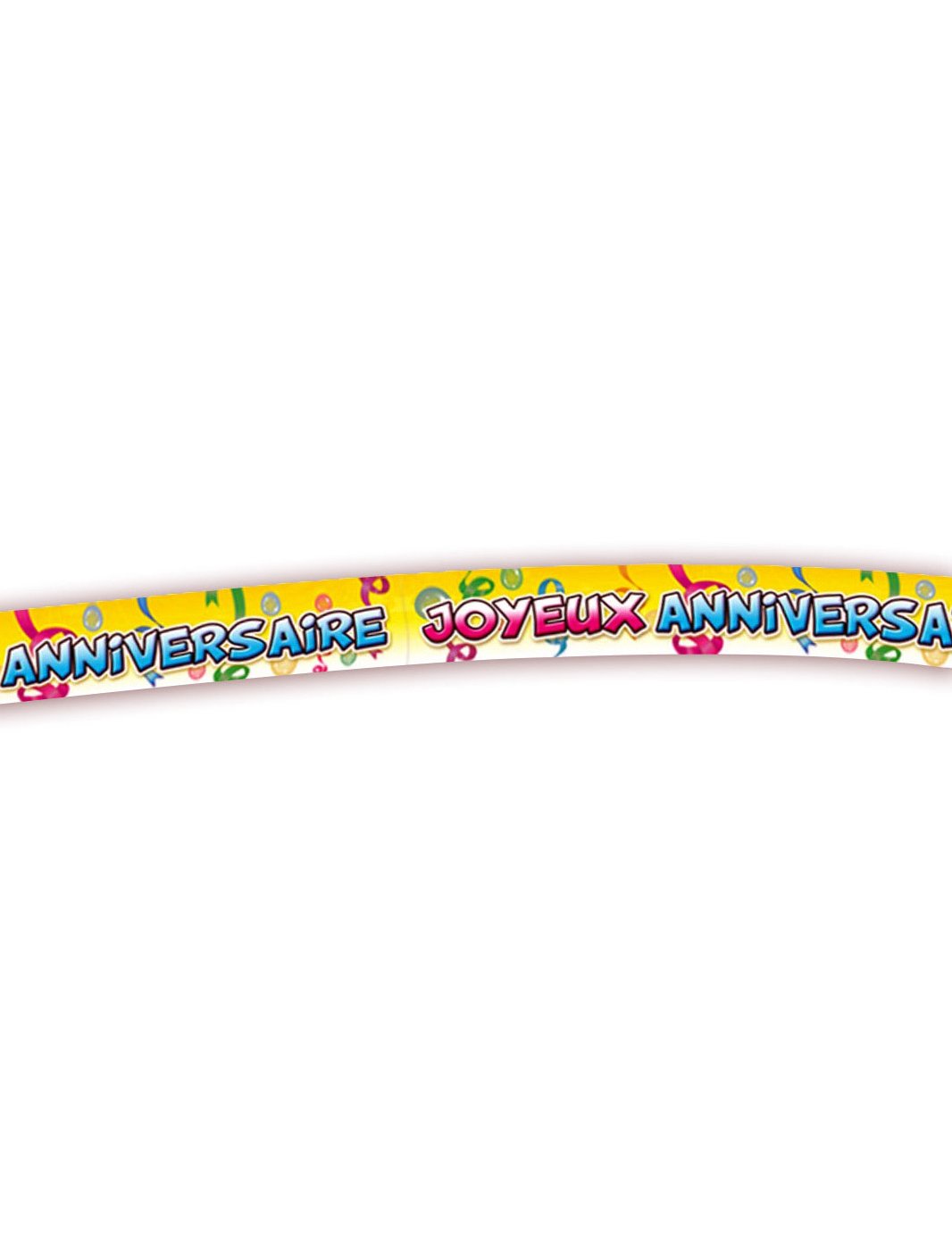 Banderolă La Mulți Ani pentru petrecere galbenă cu baloane și serpentine colorate