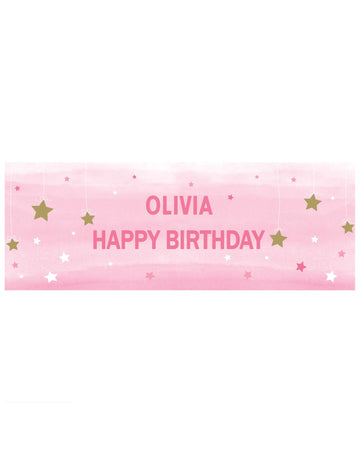 Banner roz personalizabil 50 x 152 cm cu litere autoadezive