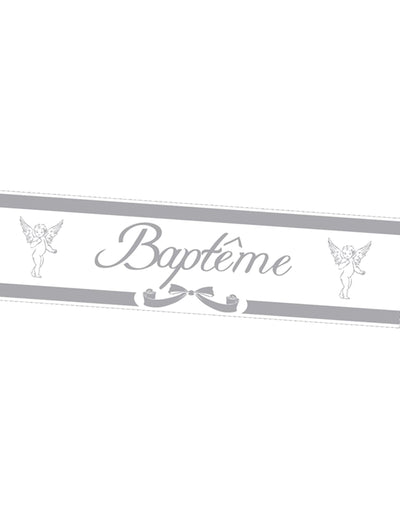 Banner botez argintie cu îngeri 2,44m 