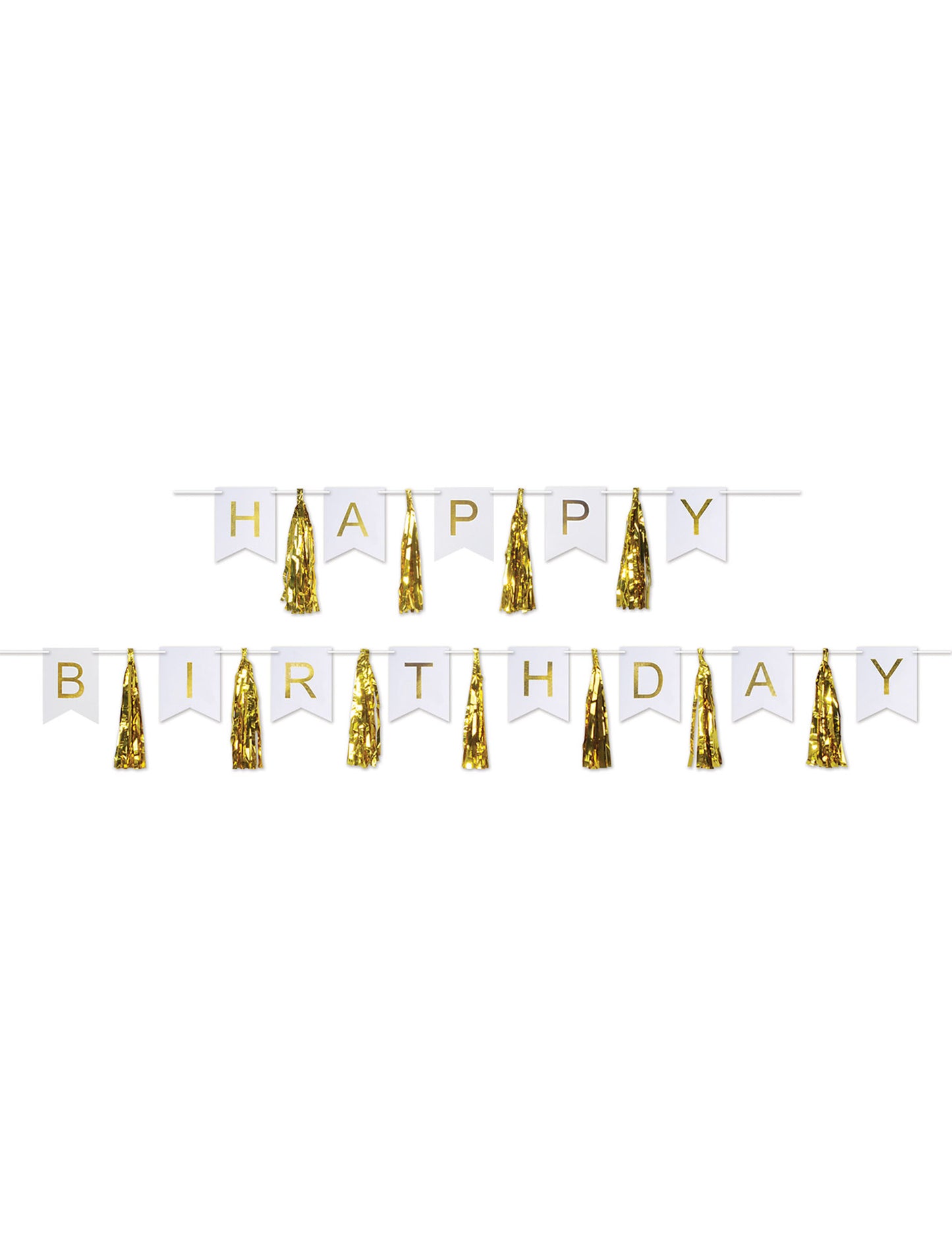 Ghirlandă cu ciucuri aurii și albe pentru ziua de naștere, 4,56 m, din carton