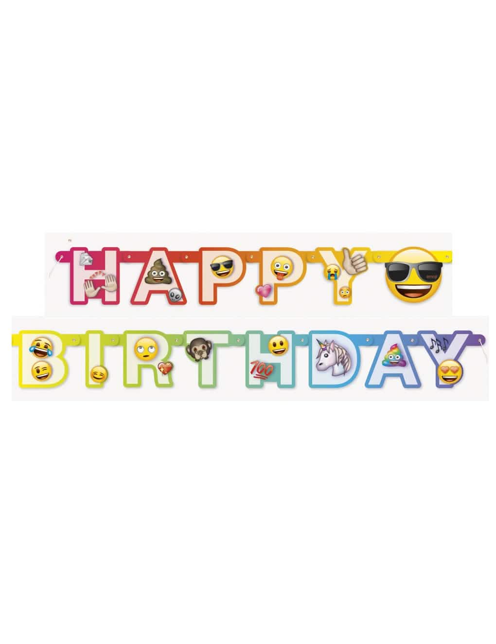 Banner din carton happy birthday Emoji Rainbow pentru petrecere multicoloră