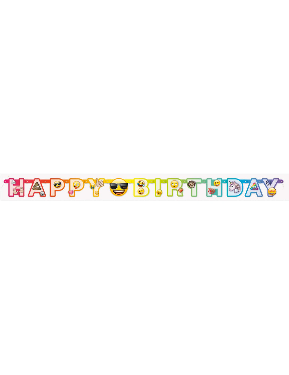 Vedere de ansamblu a bannerului din carton happy birthday Emoji Rainbow