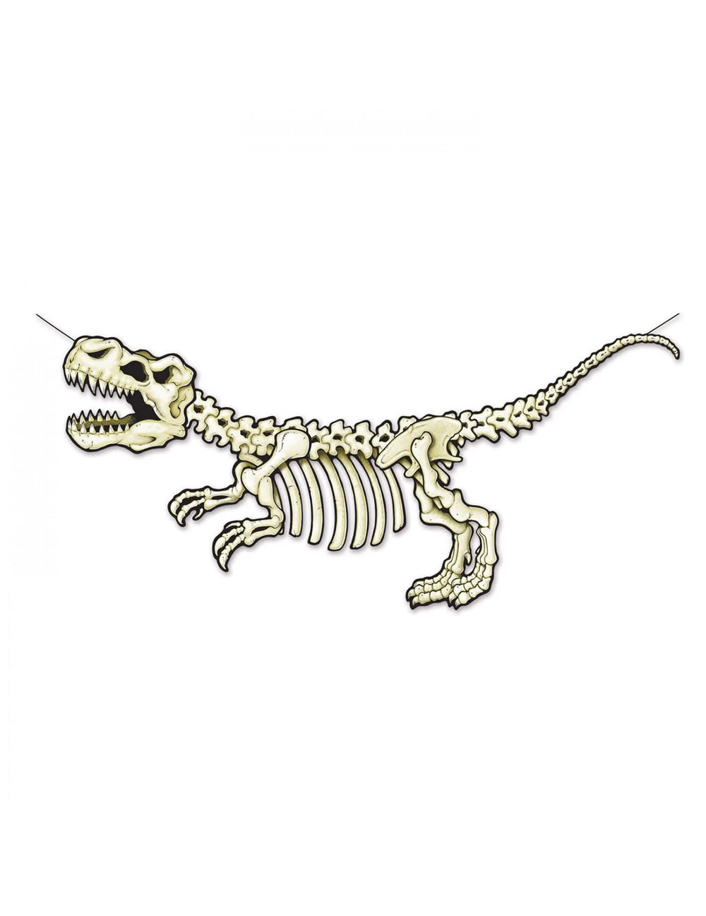 Banner din carton cu schelet de dinozaur pentru decor bej și alb