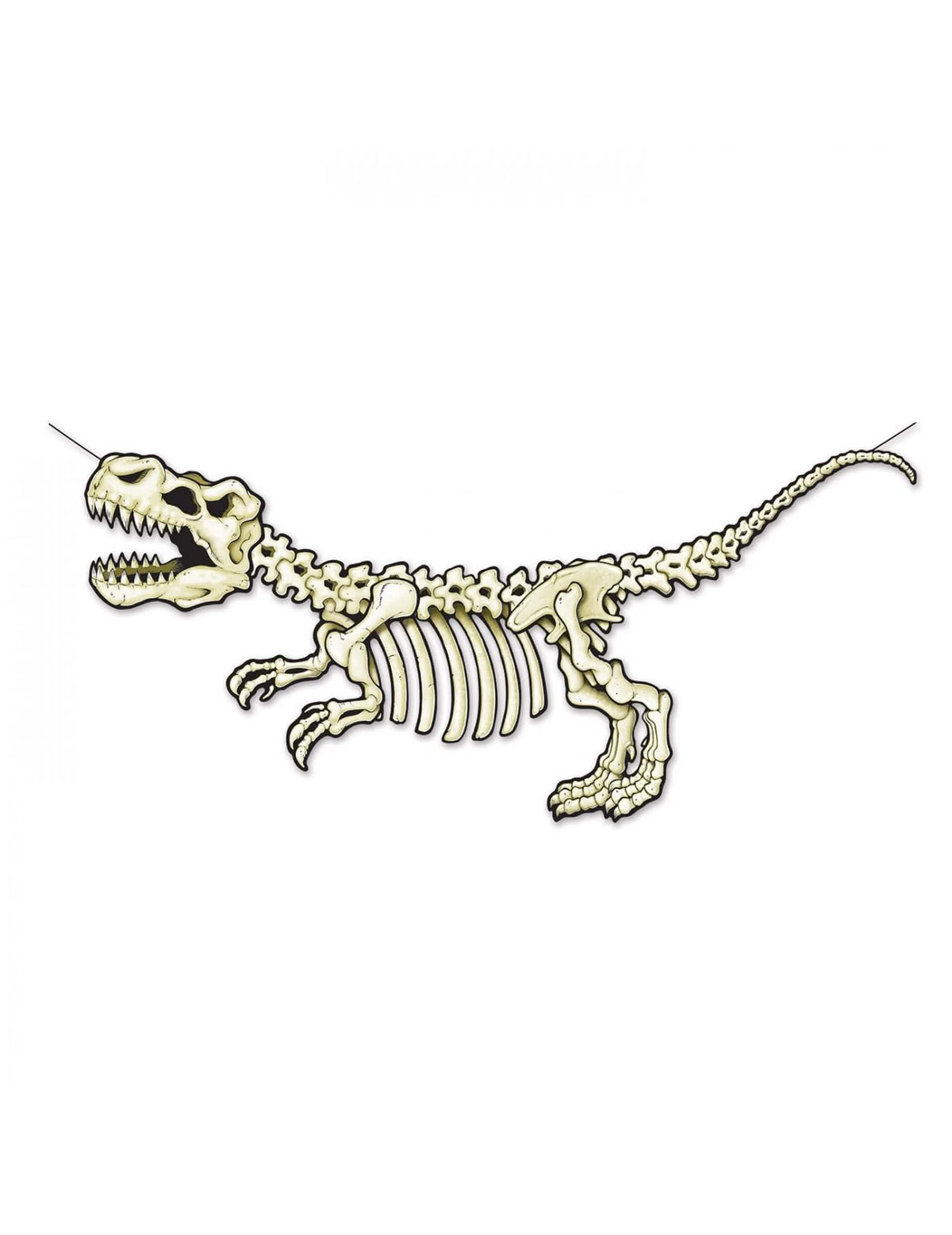 Banner din carton cu schelet de dinozaur pentru decor bej și alb