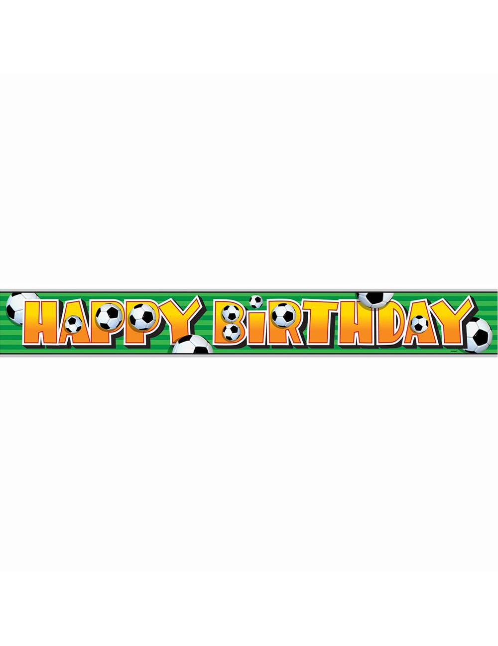 Bannière foot happy birthday 3d pour anniversaire verte et orange avec ballons de football