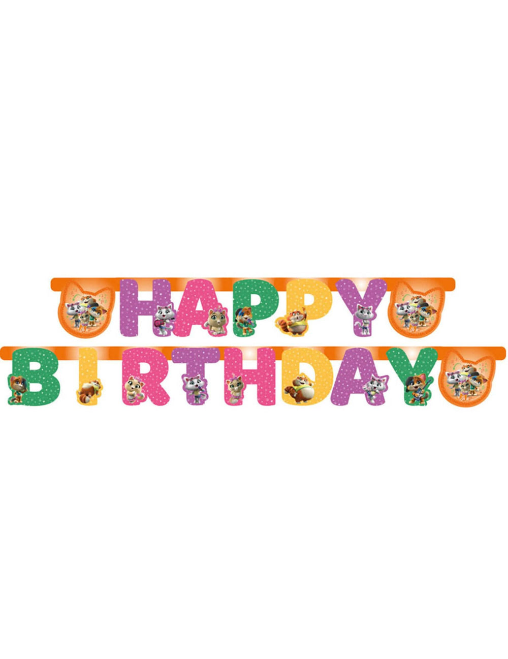 Banner litere din carton 44 pisici pentru copil multicolor Happy Birthday
