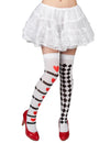Bas dame de cœur pour femme blancs à motifs cœurs rouges et damier noir
