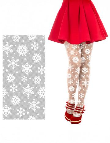 Ciorapi plasă albi pentru adulți cu model de fulgi de zăpadă de Crăciun