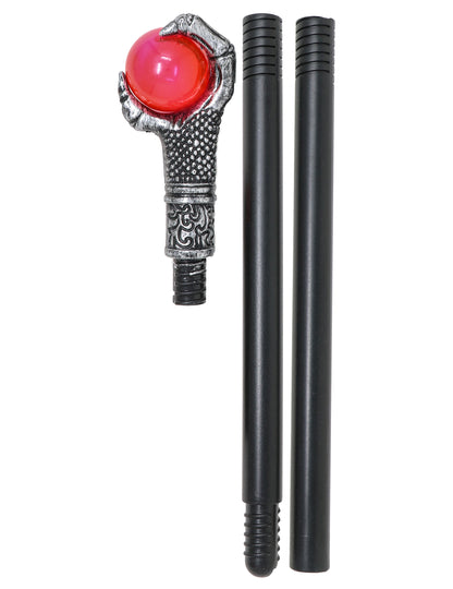 Bâton de sorcier à griffes et orbe rouge 78 cm
