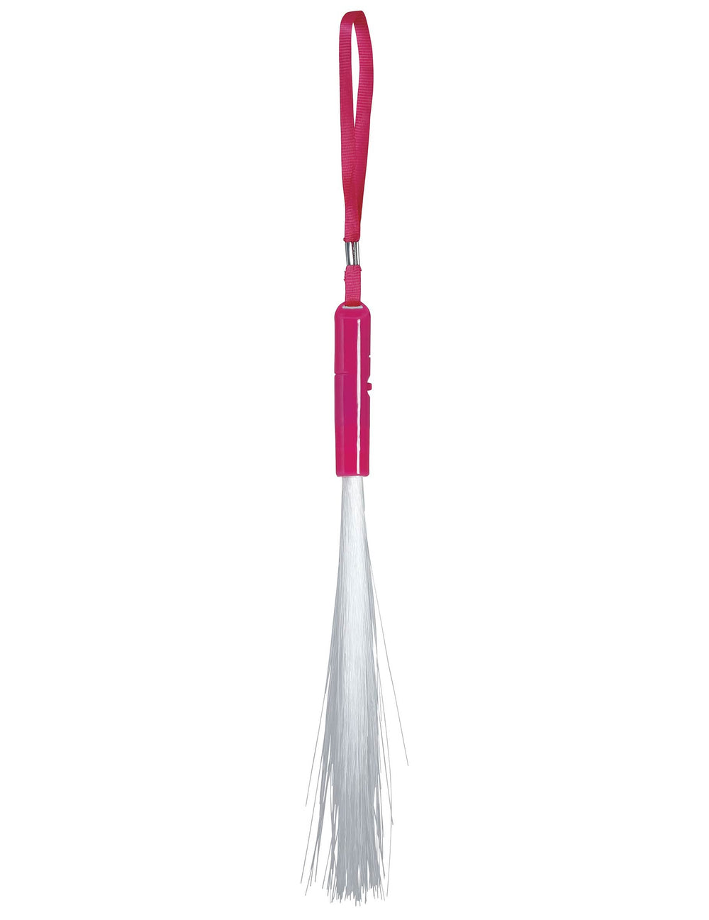 Détail du manche rose et des fibres du baton lumineux fibre optique pour la fête