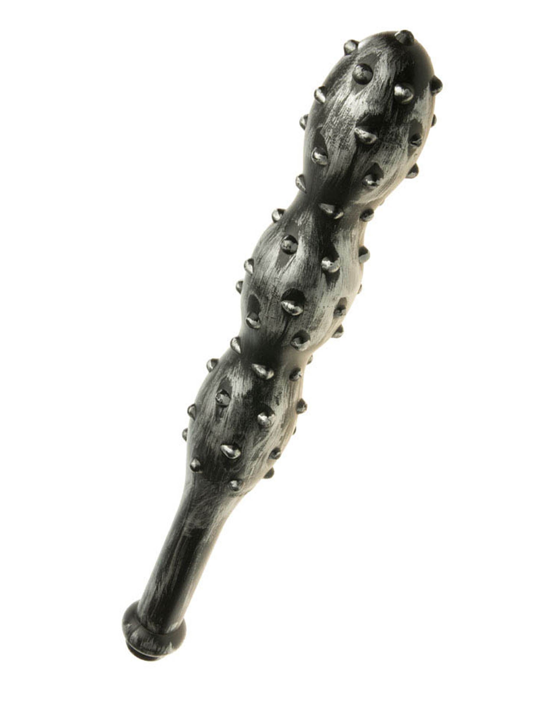 Batte casse-tête pour adulte noire et argentée à pointes