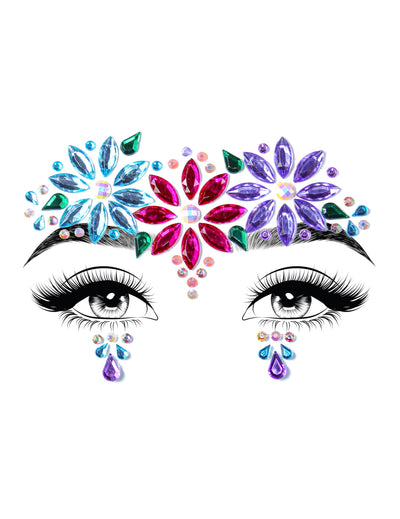 Bijoux pour visage adhésifs dahlia pour femme multicolores