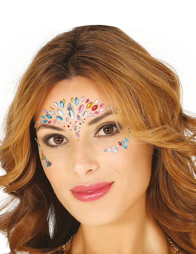 Bijoux pour visage adhésifs multicolores pour femme strass brillants