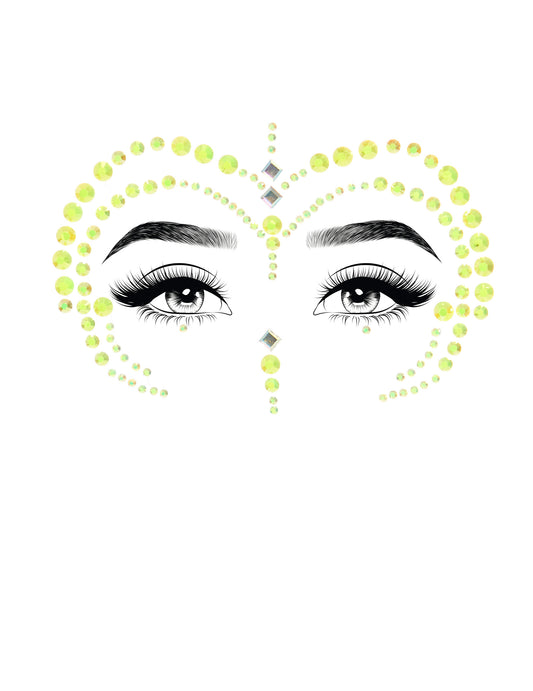 Détail du motif des bijoux pour visage adhésifs pour femme verts
