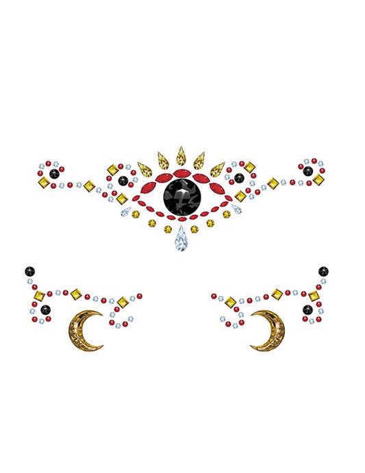 Détail des motifs ornementaux du bijoux pour visage adhésifs voyante