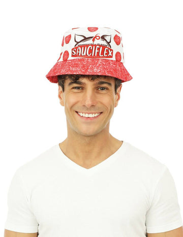 Pălărie albă roșie de găleată sauciflex apéro adult