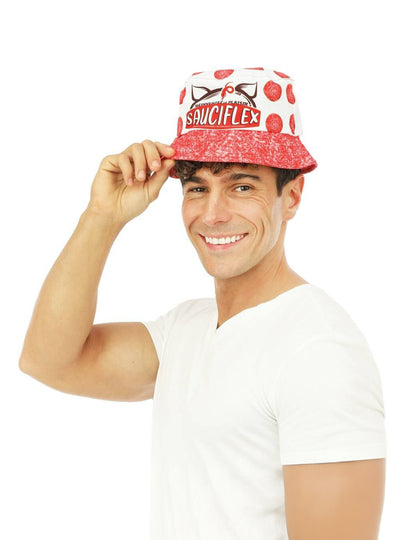 Pălărie albă roșie de găleată sauciflex apéro adult