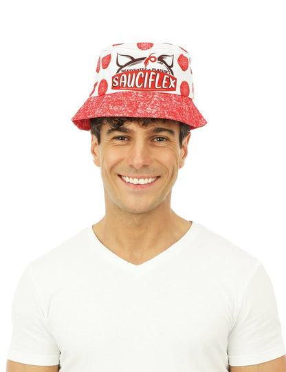 Pălărie albă roșie de găleată sauciflex apéro adult