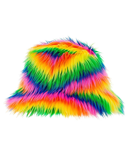 Pălărie bob din blană multicoloră pentru adulți 