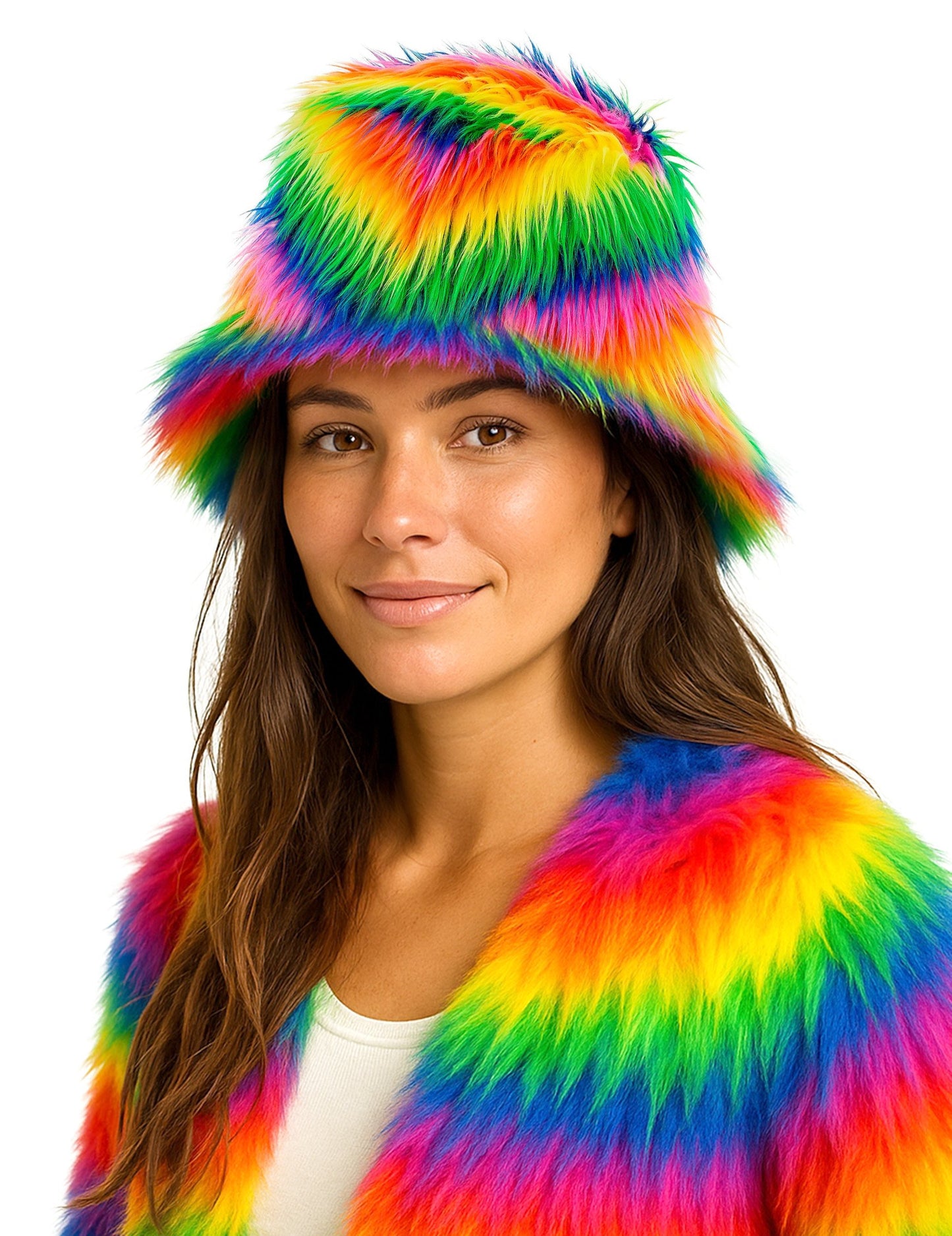 Pălărie bob din blană multicoloră pentru adulți 