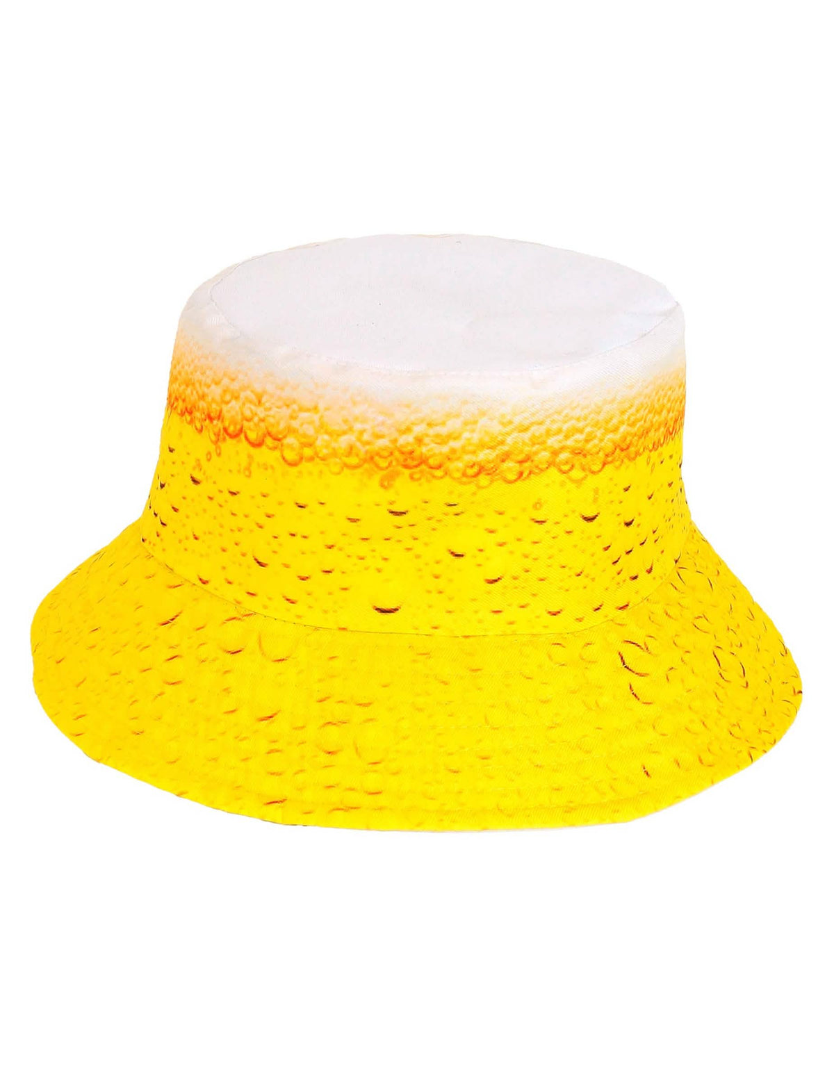 Vedere din față a pălăriei tip bucket cu imprimeu bere