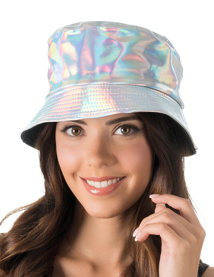 Pălărie bob irizată argintie pentru adulți 
