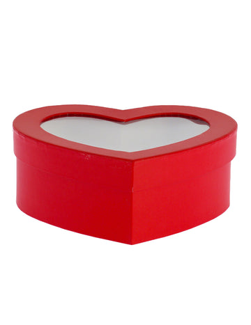 Cutie de carton roșie în formă de inimă cu fereastră, 19,5 x 15,5 cm