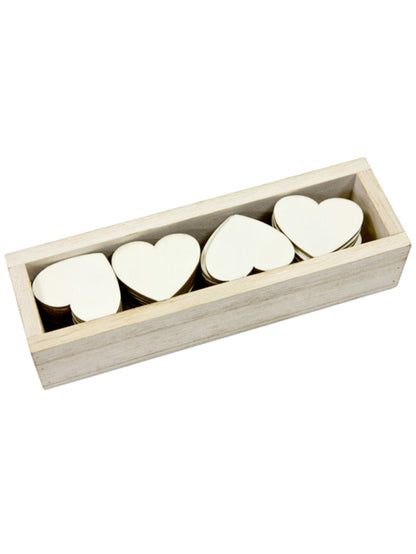Cutie cu 48 de inimioare din lemn 4 cm pentru nuntă