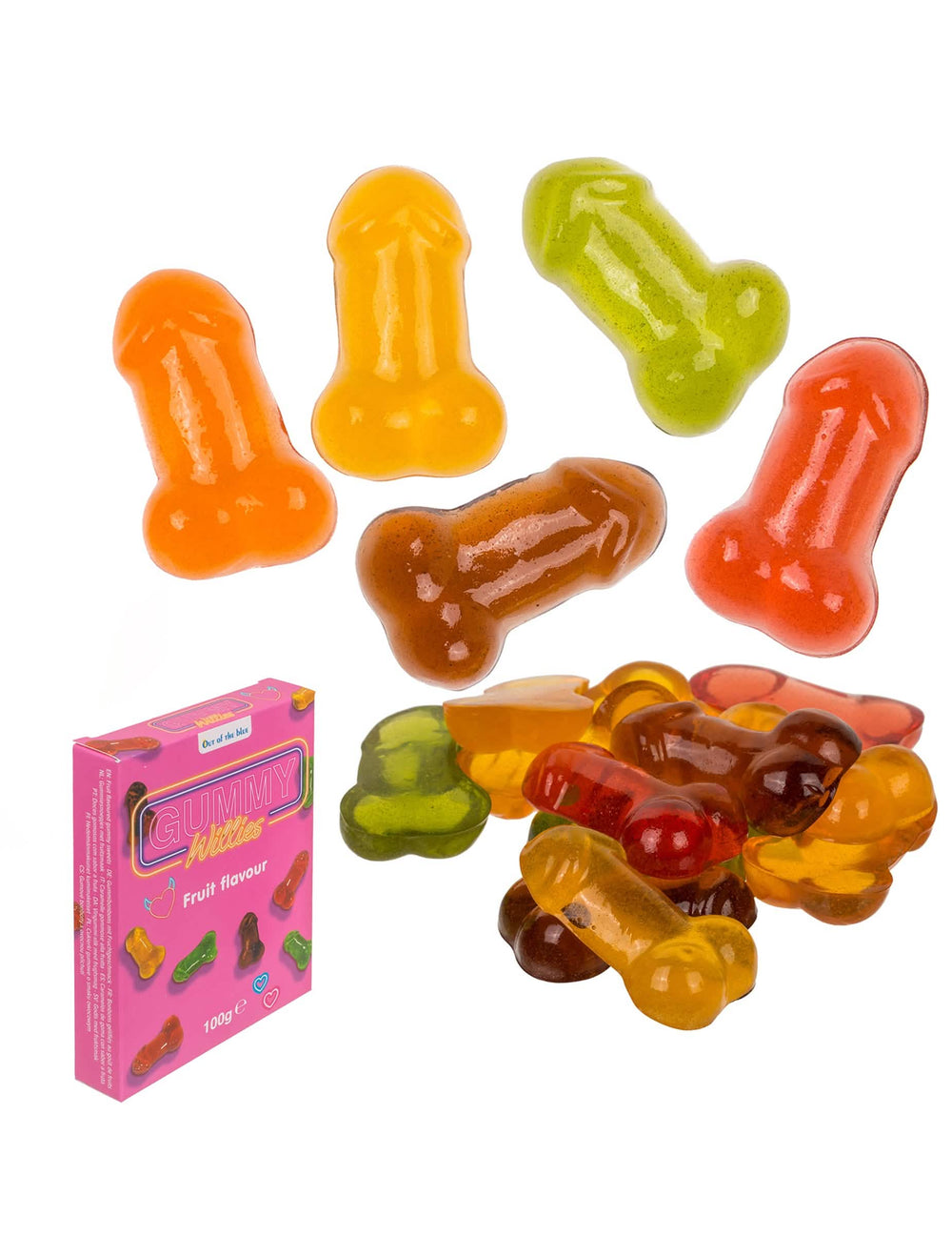 bomboane obraznice în formă de penis pentru adult multicolore, cu aromă de fructe