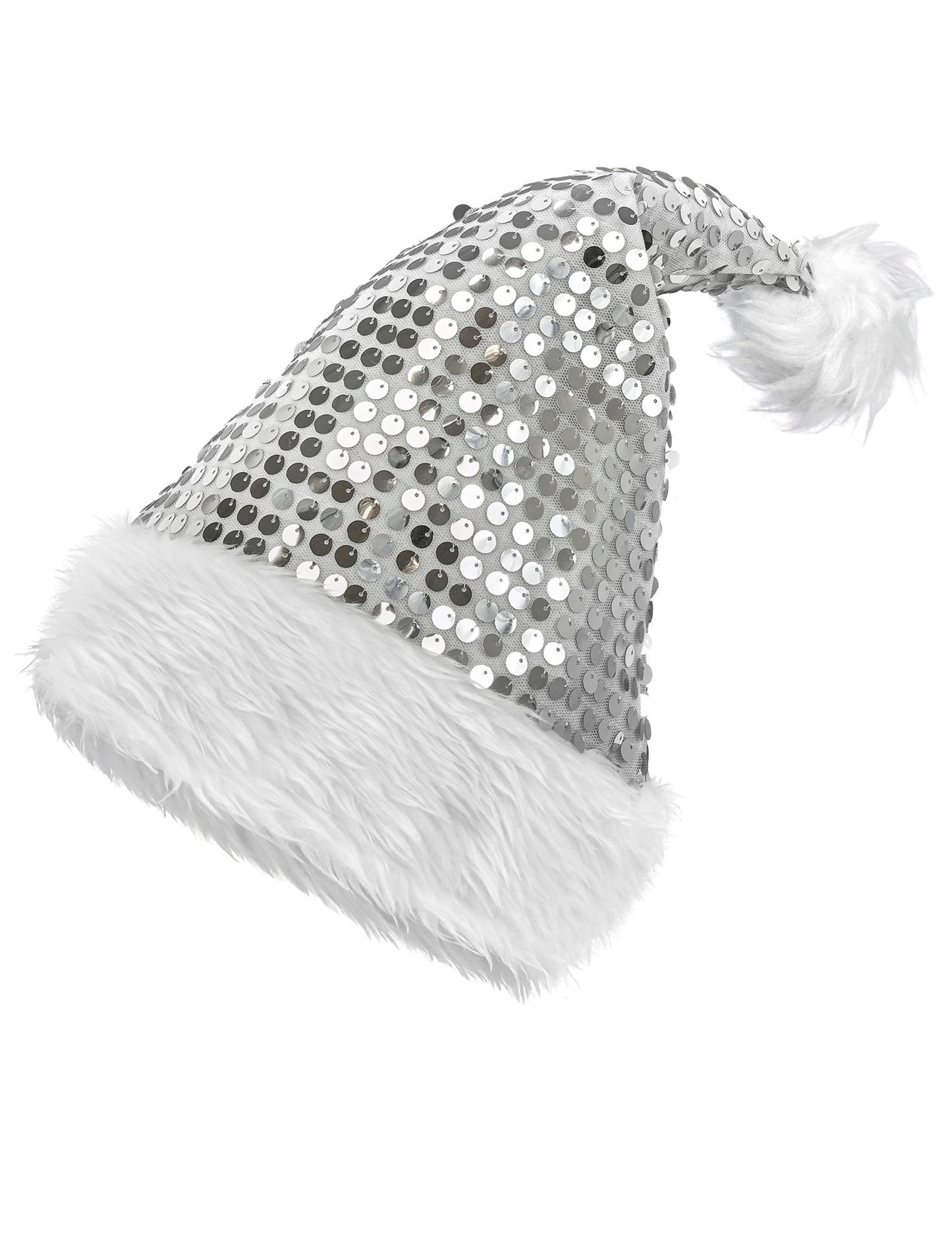 Pălărie de Crăciun cu paiete argintii pentru adult