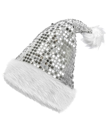 Pălărie de Crăciun cu paiete argintii pentru adult