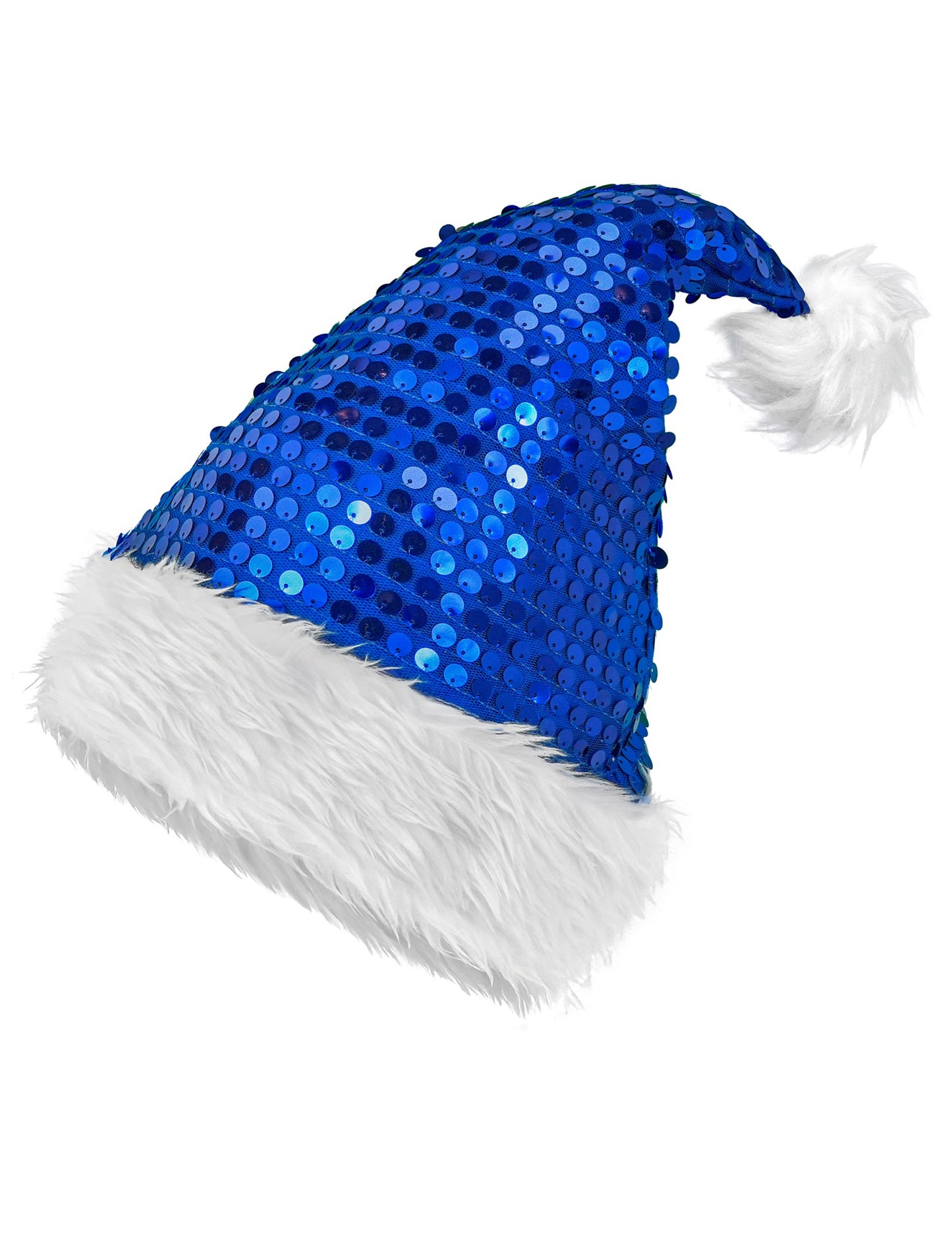 Căciulă de Crăciun albastră cu paiete pentru adulți