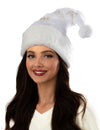 Bonnet de Noël à flocons luxe pour adulte blanc avec détails dorés
