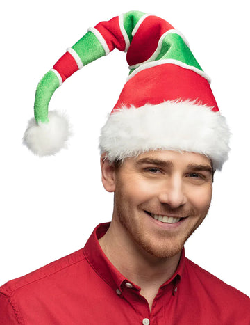 Bonnet de Noël rayé rouge et vert adulte