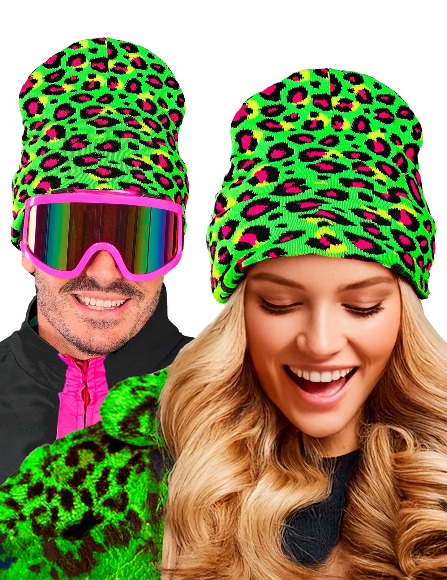 Căciulă leopard verde fosforescent pentru adulți 