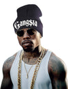 Bonnet gangsta pour adulte noir avec inscription blanche