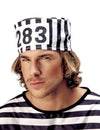 Bonnet de prisonnier pour adulte à rayures noires et blanches avec numéro