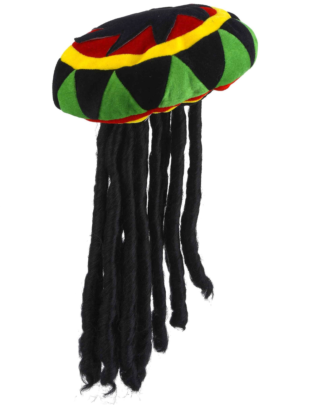 Vedere de profil a căciulii rasta din catifea cu dreadlocks pentru adult