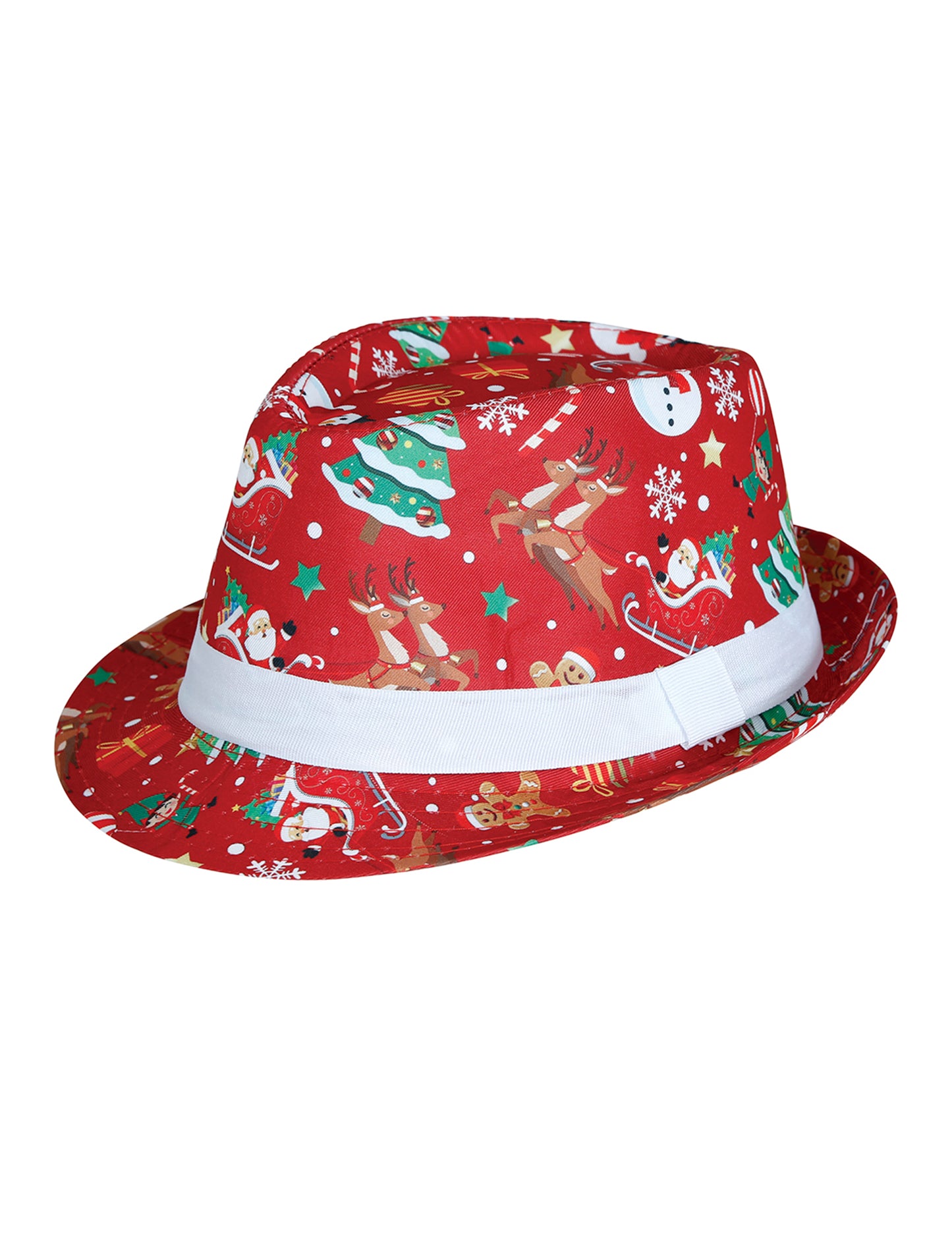 Borsalino roșu pentru adulți cu modele de Crăciun