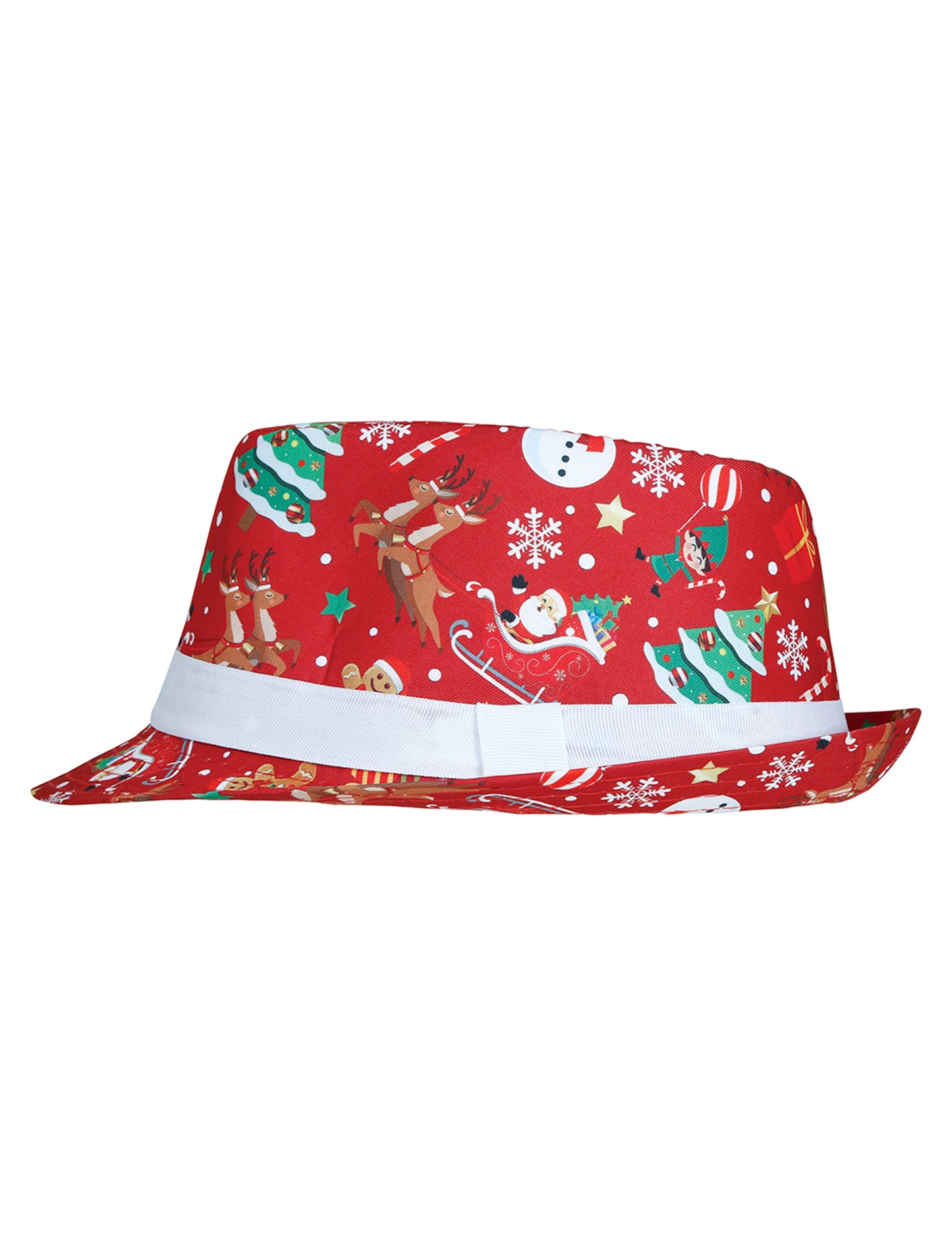 Borsalino roșu pentru adulți cu modele de Crăciun