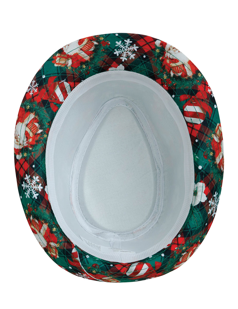 Vue de l'intérieur du Borsalino tartan et motifs de Noël