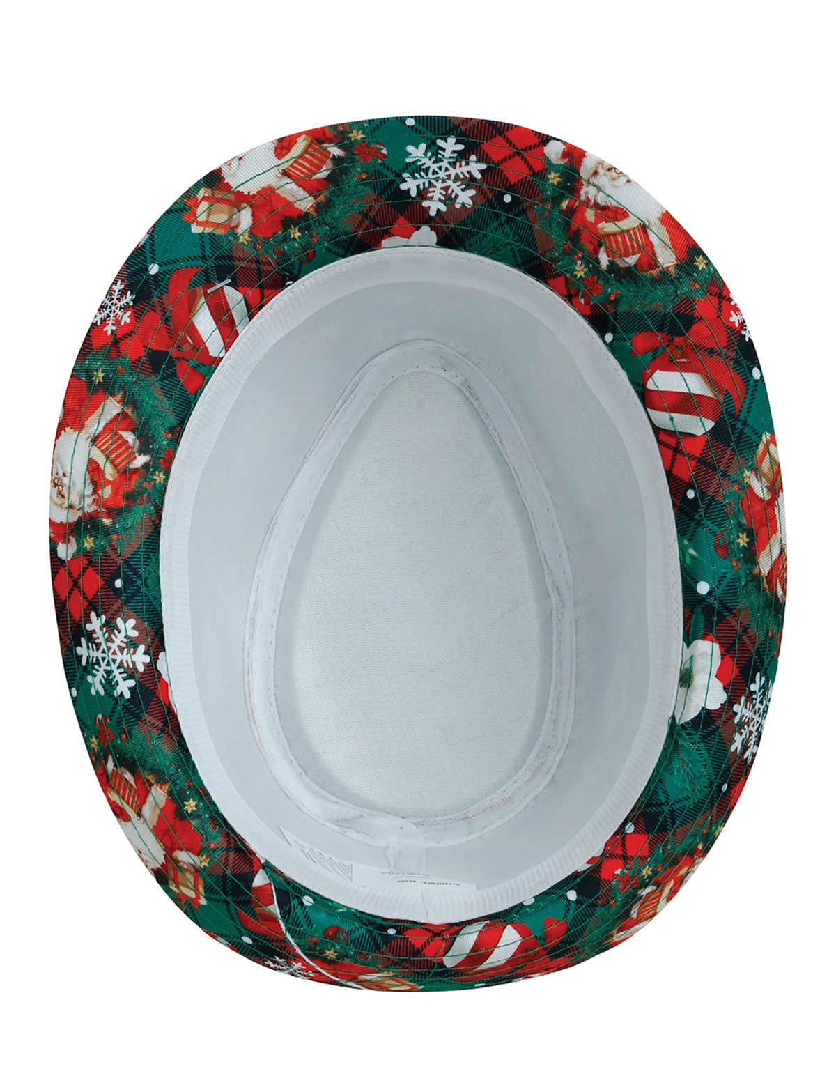 Vue de l'intérieur du Borsalino tartan et motifs de Noël