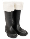 Bottes de Père Noël pour adulte noires avec fourrure blanche haut de gamme