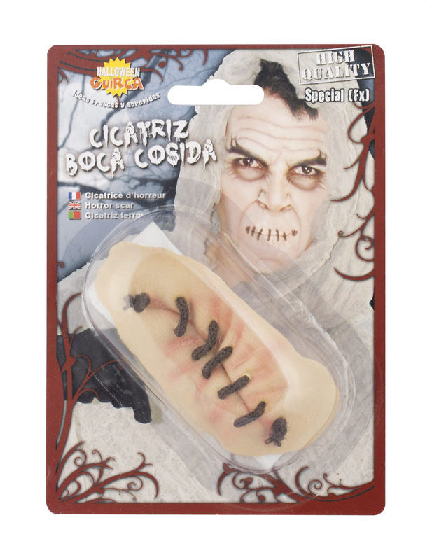 Gura cusută din latex pentru Halloween
